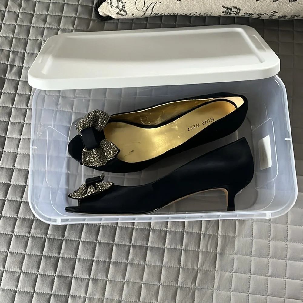 Nine West Black and Silver Heels with Rhinestone Embellishments - Picture 8 of 8